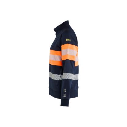 Blåkläder 3472 dame multinorm sweatshirt full zip inherent, marineblå/hi-vis orange