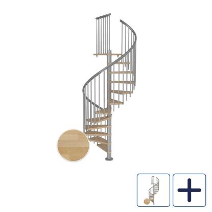 DOLLE Montreal CLASSIC 4 spindeltrappe, Ø140 cm, pearl grey/olieret bøg
