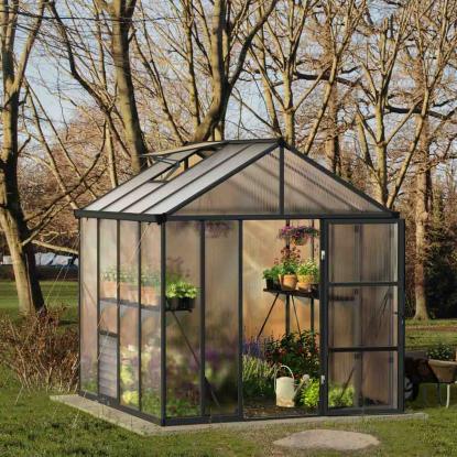 Canopia by Palram Glory drivhus, 6,2 m², grå, 10 mm poly, inkl. sokkel