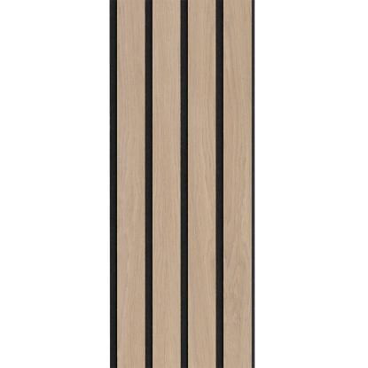 I-Wood Medio+ 4-lamel akustikpanel, ubehandlet natur, sort filt og sort kerne, egefiner, 17 x 300 mm