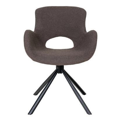 Spisebordsstol, i bouclé mushroom med drejefod Spisebordsstol, i bouclé mushroom med drejefod