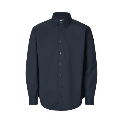 Seven Seas S66 Poplin skjorte med stretch, navy