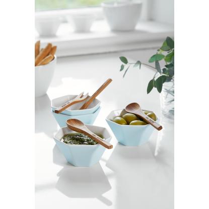 Steel-Function Hepta skål med bestik, porcelæn/bambus, isblå, 15 ml - 4 stk.