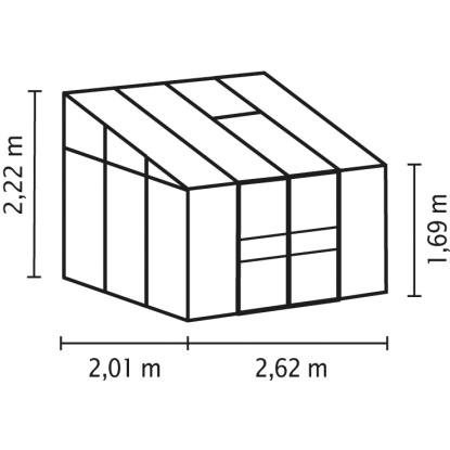 Vitavia Ida 5200 vægdrivhus, sort, 5,2 m², 3 mm hærdet glas + 6 mm polytag, inkl. sokkel