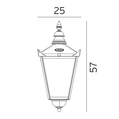 Norlys Chelsea væglampe, 25 x 57 cm, E27, IP44, kobber