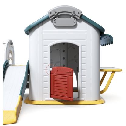 Kids Zone sommerhus legehus med rutsjebane og gynge