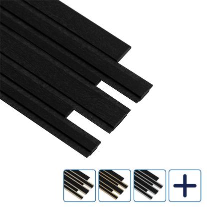 I-Wood Pro+ I-Lock Mixed akustikpanel, sortmalet, sort kerne, egefiner, 17 x 300 x 2400 mm