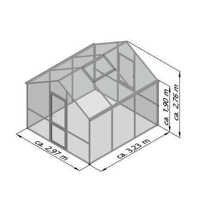 KGT Dahlie III drivhus, aluminium, 9,59 m²