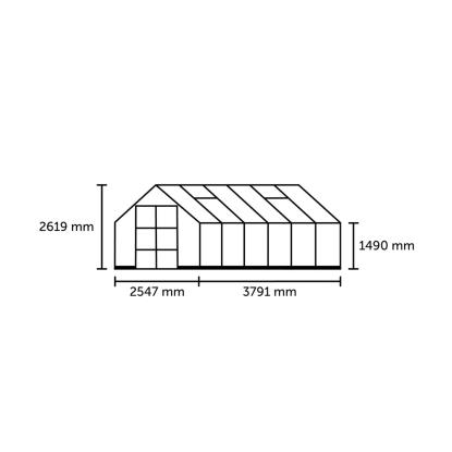 Halls Icon 8 drivhus 9,7 m², grøn, 3 mm hærdet glas