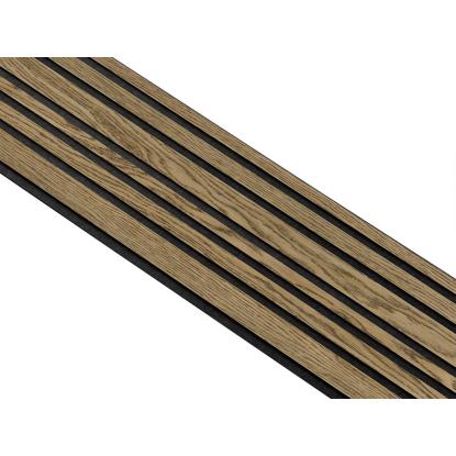 I-Wood Medio+ Mixed akustikpanel, mørkebrun olieret, sort filt og sort kerne, egefiner, 17 x 300 mm