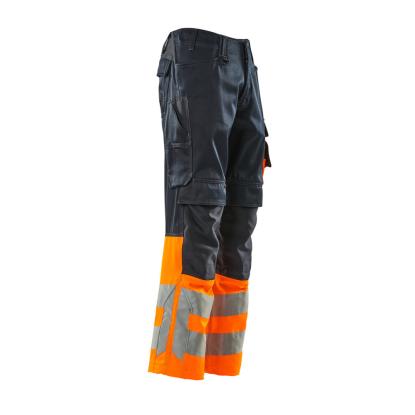 MASCOT SAFE SUPREME Leeds arbejdsbukser med knælommer, mørk marine/hi-vis orange