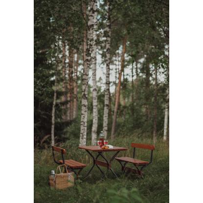 Varax Viking bord/bænkesæt, fyrretræ, sort stel