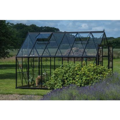 Halls Icon 8 drivhus 9,7 m², sort, 3 mm hærdet glas
