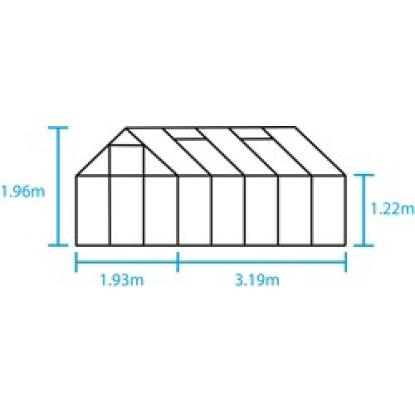 Halls Popular 106 drivhus 6,2 m², alu, 3 mm hærdet glas