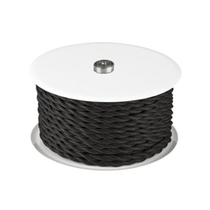 Halo Design kabelrulle med snoet tekstil ledning, sort - 25 meter