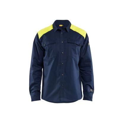 Blåkläder 3238 flammehæmmende skjorte inherent, marineblå/hi-vis gul