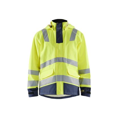 Blåkläder 4313 high vis flammehæmmende regnjakke level 2, hi-vis gul/marineblå