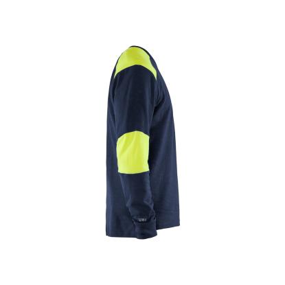 Blåkläder 3457 flammehæmmende t-shirt lang ærme inherent, marineblå/hi-vis gul