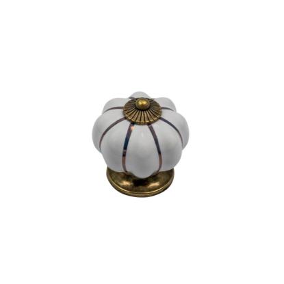 Jasa Company Lyon møbelknop med messing detalje, Ø45 mm, porcelæn, hvid