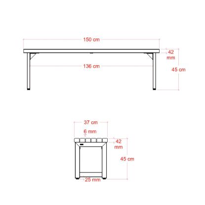 PLUS Trend Living plankebænk, ThermoWood, sort, 150 cm