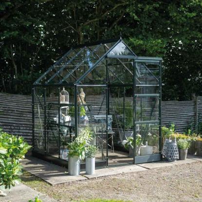 Halls Icon 6 drivhus 3,7 m², grøn, 3 mm glas