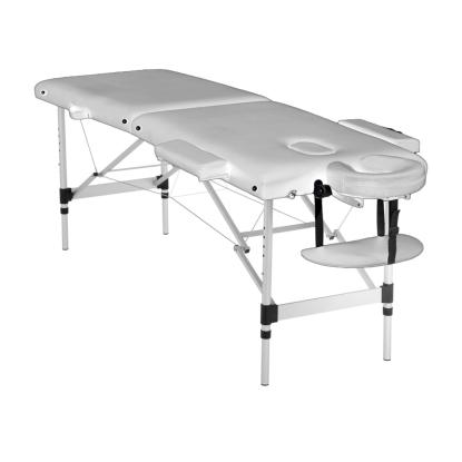 Massagebriks, foldbar, aluminium, hvid, 185 x 70 cm - 2 sektioner