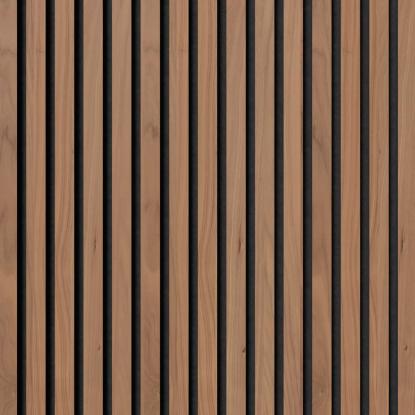 FOG & VENØ Fjordwall akustikpanel, valnød, sort MDF, sort filt, 600 x 2400 x 19 mm