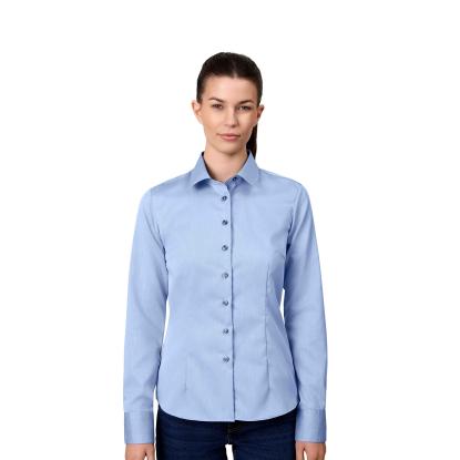 Seven Seas S372 Fine Twill Contrast skjorte, modern, dame, lys blå
