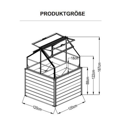Westmann Store & Grow højbed med mistbænk, stål/polycarbonat, antracitgrå, 169 x 120 x 120 cm