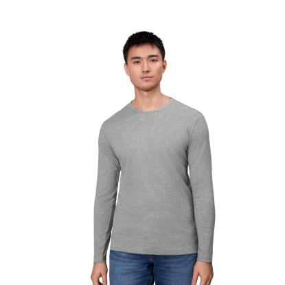 ID 0518 Interlock T-shirt med lange ærmer, grå melange