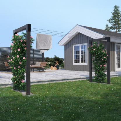 PLUS Cubic tørrestativ med espalier model 3, trykimprægneret, sort, 108 x 400 x 199 cm