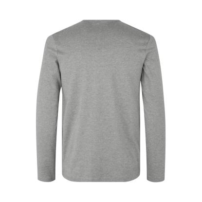 ID 0518 Interlock T-shirt med lange ærmer, grå melange