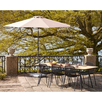 Cleveland havebord med sorte ben, teak, 90 x 220 cm