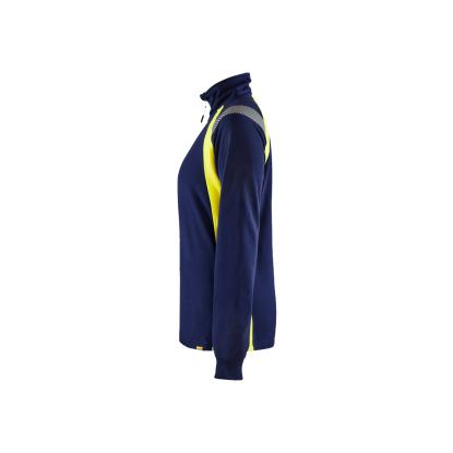 Blåkläder 3403 dame sweatshirt half zip, marineblå/hi-vis gul