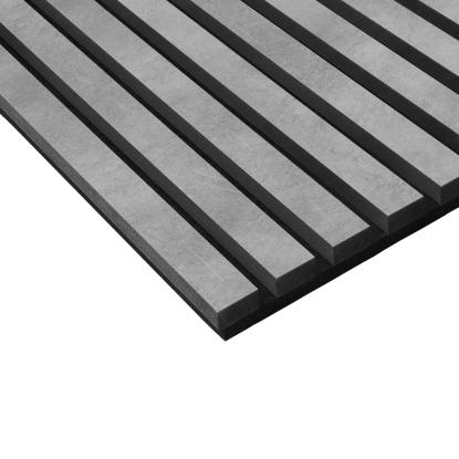 FOG & VENØ Laminate akustikpanel, concrete grey, sort MDF, sort filt, 600 x 2400 x 20 mm