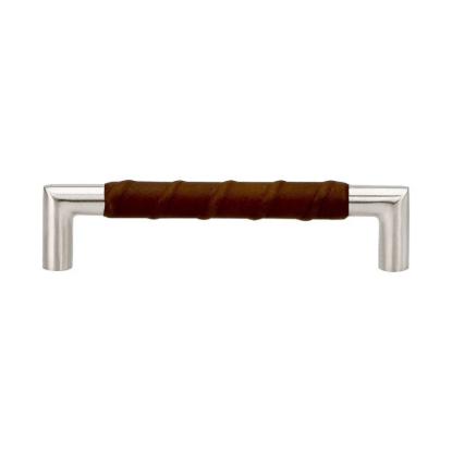 Beslag Design Norma 12 greb, 128 mm, rustfrit stål/brunt læder