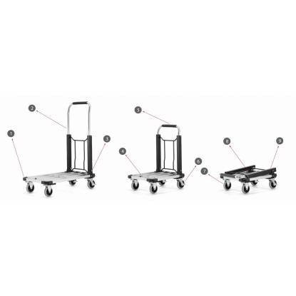 HIGHER transportvogn, foldbar, aluminium, 71 x 41 cm, maks. 150 kg