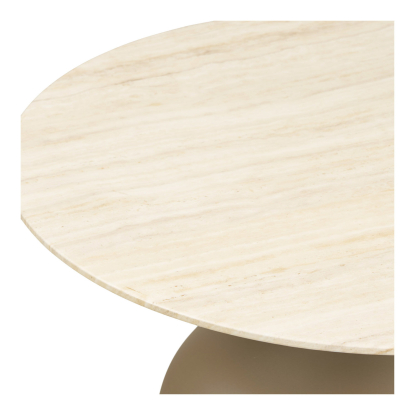 Pienza hjørnebord, metal/hærdet glas, khaki, Ø50 cm