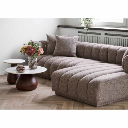 Aurora højrevendt loungesofa med tre puder, brun