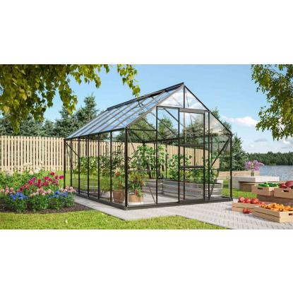 Vitavia Merkur 11500 drivhus, sort, 11,5 m², 3 mm hærdet glas, inkl. sokkel