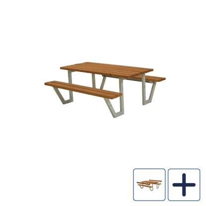 PLUS Wega bord/bænkesæt, grundmalet, teak/nåletræ, 177 cm