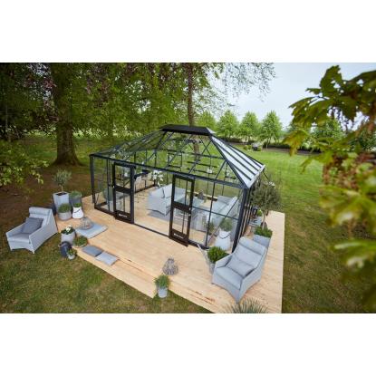 Juliana Grand Oase orangeri 18,8 m², antracit, 3 mm hærdet glas