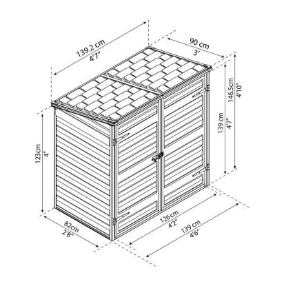 Canopia by Palram Voyager renovationsskjul, polycarbonat/aluminium, sort, 146,5 x 139 x 90 cm