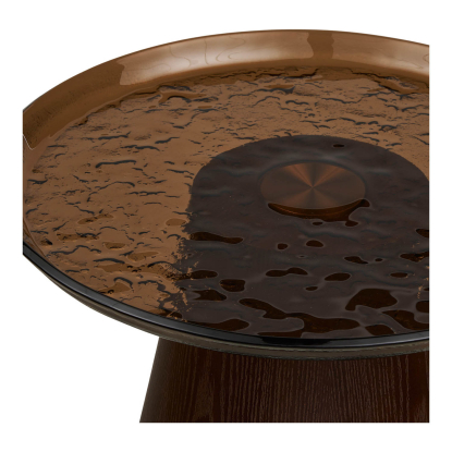 Orvieto hjørnebord, mørkebrun askefiner/glas, Ø50 cm