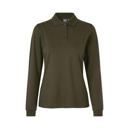 ID 0545 poloshirt med stretch, langærmet, dame, oliven