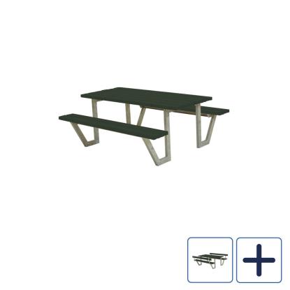 PLUS Wega bord/bænkesæt, grøn/nåletræ, 177 cm
