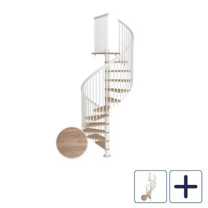 DOLLE Montreal CLASSIC 5 spindeltrappe, Ø160 cm, hvid/hvidolieret eg