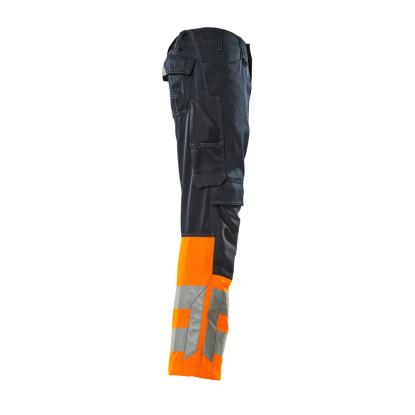MASCOT SAFE SUPREME Leeds arbejdsbukser med knælommer, mørk marine/hi-vis orange