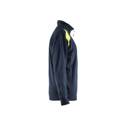 Blåkläder 3353 sweatshirt half zip, mørk marineblå/hi-vis gul