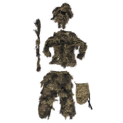 Mil-Tec Ghillie suit, brandhæmmende, woodland camo 